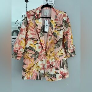 ✨NWT Joie Kishina B Dusty Nude Floral Linen Single Button Blazer✨